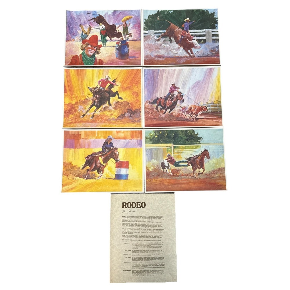 ART Vintage HEB Portfolio Of Great Texas Rodeo Action 6 Prints S Gaston Dobson